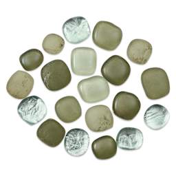 Mosaic Mercantile Glass Pebble Tiles - Army, 4 oz, out of packaging