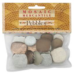 Mosaic Mercantile Glass Pebble Tiles - Brown, 4 oz, front of packaging
