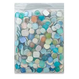 Mosaic Mercantile Glass Pebble Tiles - 3 lb bag of Beachside mix pebbles shown