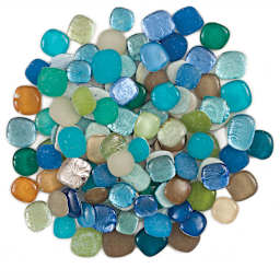 Mosaic Mercantile Glass Pebble Tiles - Pile of 1.5 lb Beachside Mix Pebbles shown
