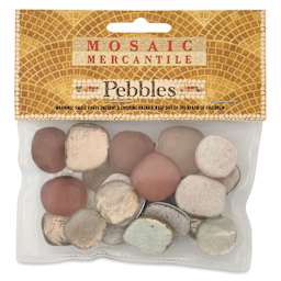 Mosaic Mercantile Glass Pebble Tiles - Taupe, 4 oz, front of packaging