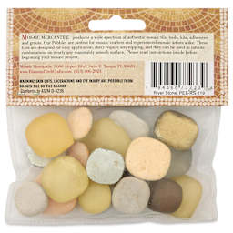Mosaic Mercantile Glass Pebble Tiles - River Stone, 4 oz, back of packaging