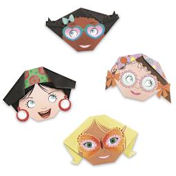 Djeco Origami Kit - Pretty Faces (Sample completed origami faces)