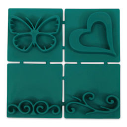 Milestones Mosaic Stone Stamps - Garden Designs (Butterfly, heart, and two decorative flourishes)