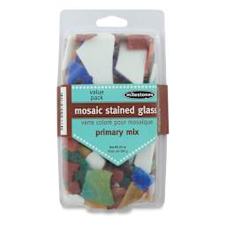 Milestone Mosaic Stained Glass Pieces - Front of package of Primary Colors Mix