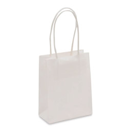 American Crafts Fancy That Kraft Bags - White, Mini, Package of 5, 5"H x 3-7/8"W x 2"D (Bag standing up, Angled view)