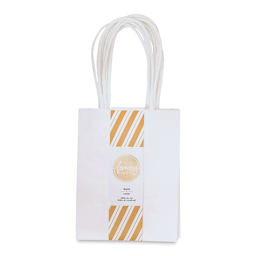 American Crafts Fancy That Kraft Bags - White, Mini, Package of 5, 5"H x 3-7/8"W x 2"D (Front of packaging)