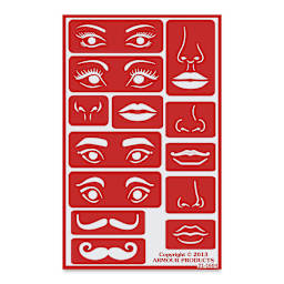 Armour Over ‘N’ Over Glass Etching Stencil - Face Elements