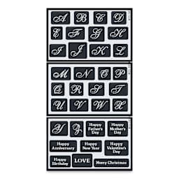 Armour Over ‘N’ Over Glass Etching Stencil - Script, Pkg of 3
