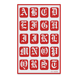 Armour Over ‘N’ Over Glass Etching Stencil - Old English Alphabet, Pkg of 2