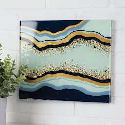 Mod Podge Resin Pouring River Plaque (finished example with gold and glitter)