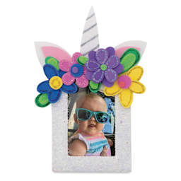 Creativity Street Papier Mache Frames - Assorted Shapes, Classroom Pack of 24 - finished frame example