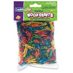 Creativity Street Wooden Spring Clothespins - Front of package of Multicolor Mini-Clothespins