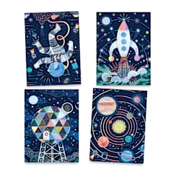 Djeco Petit Gift Scratch Board Kit - Cosmic Mission (Scratch board designs)