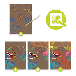 Djeco Petit Gift Scratch Board Kit - Dinosaurs (Scratch board steps)