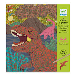 Djeco Petit Gift Scratch Board Kit - Dinosaurs (Front of packaging)