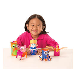 Roylco Tube Craft Set - Child at table with several Decorated Figures