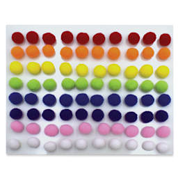 Peel & Stick Pom Pons - Single sheet showing range of colors
