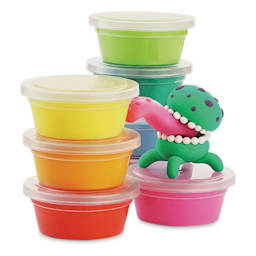 Fat Brain Toys Hey Clay Kit - Aliens - contents and finished alien example