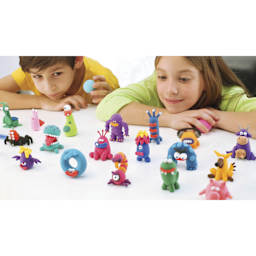 Fat Brain Toys Hey Clay Kits - many finished examples on table