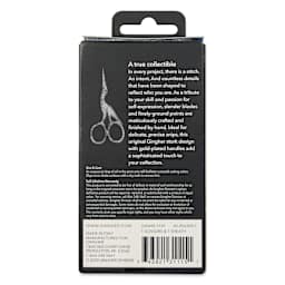 Gingher Stork Embroidery Scissors - Gold, 3-1/2" - back of packaging