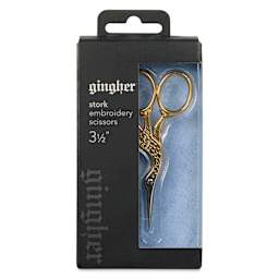 Gingher Stork Embroidery Scissors - Gold, 3-1/2" - front of packaging