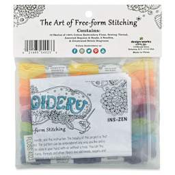 Design Works Zenbroidery Floss Trim Pack - Brights, Pkg of 12, back of the packaging