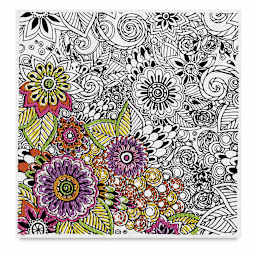 Zenbroidery Stamped Embroidery Kits - Floral design fabric partially embroidered
