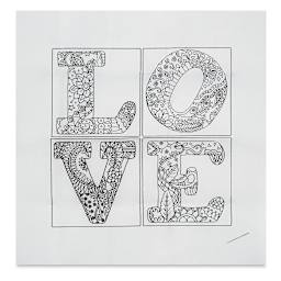 Zenbroidery Stamped Embroidery Kits - Stamped Love design on fabric sheet