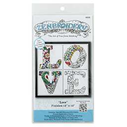 Zenbroidery Stamped Embroidery Kits - Front of package of Love Design