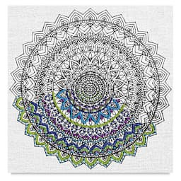 Zenbroidery Stamped Embroidery Kits - Mandala design fabric partially embroidered