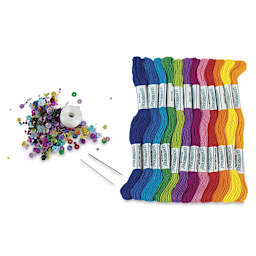 Design Works Zenbroidery Floss Trim Pack - Rainbow, Pkg of 12, contents laid out