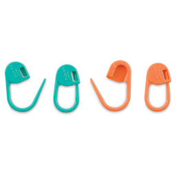 Clover Stitch Markers - 4 Regular size Stitch Markers shown open and closed
