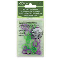 Clover Stitch Markers - Package of 20 Soft Ring Stitch Markers shown
