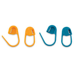 Clover Stitch Markers - 4 Jumbo stitch markers shown open and closed
