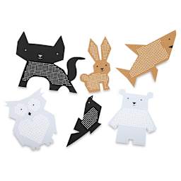 Cross Stitch Style Punched Paper Animal Shapes Kit
