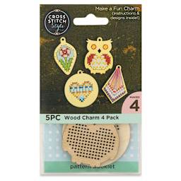 Cross Stitch Style Wood Charms Pack