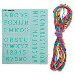 Embroidery Template Kits - Alphabet template and Embroidery thread
