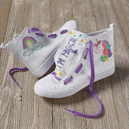 Embroidery Template Kits - Sneakers embroidered with I'm Magical designs