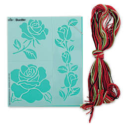Embroidery Template Kits - Floral Template and Embroidery thread