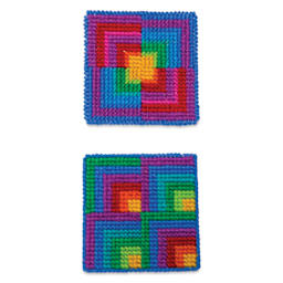 Friendly Loom Needlepoint Coaster Kit - finished coaster examples