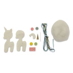 Needle Creations Felt Friends Unicorn Ornament Kit - Components of Kit 