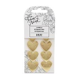 The Hook Nook Project Labels - Sew-On Metal Heart Labels, Package of 8 (In packaging)