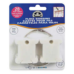 DMC Floss Bobbins - Plastic with Metal Ring, Package of 28 (In packaging)