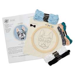Needle Creations Needle Punch Kit - Bulldog with Glasses, 6", contents