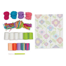 Needle Creations Latch Hook Wall Hanging Kit - Flowers (Kit contents)