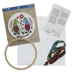 Leisure Arts Cross Stitch Kit - Gnomes, 6" - contents
