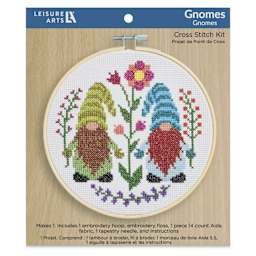 Leisure Arts Cross Stitch Kit - Gnomes, 6" - front of packaging