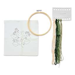 Leisure Arts Organza Embroidery Kit - Eucalyptus (Kit contents)