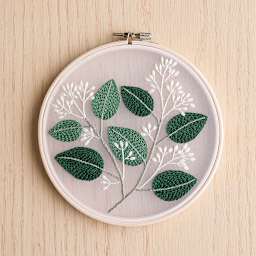 Leisure Arts Organza Embroidery Kit - Eucalyptus (Completed embroidery project)